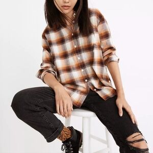 Madewell Flannel Oversized Ex-boyfriend Shirt In Bickett Plaid